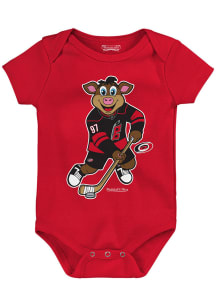 Mitchell and Ness Stormy Carolina Hurricanes Baby Red Line The Shot Short Sleeve One Piece