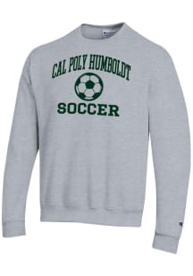 Champion Cal Poly Humboldt Lumberjacks Mens Grey Soccer Powerblend Long Sleeve Crew Sweatshirt