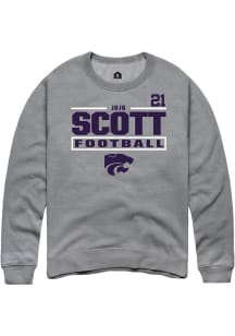 jojo scott K-State Wildcats Mens Graphite Football NIL Stacked Box Player Crew