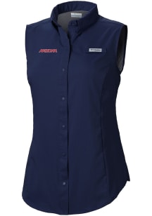 Columbia Arizona Wildcats Womens Navy Blue Heat Seal Omni Wick Tamiami Polo Shirt