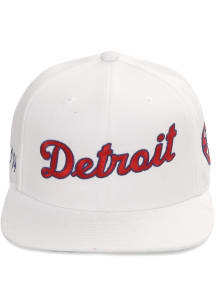 Detroit Pistons White Detroit Bad Boys Detroit Script Mens Snapback Hat