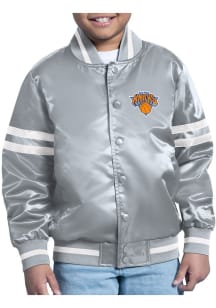Starter New York Knicks Youth Grey Comic Satin Medium Weight Jacket