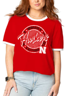 Nebraska Cornhuskers Womens Red Ringer Short Sleeve T-Shirt