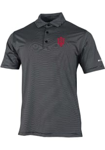 Columbia Indiana Hoosiers Mens Black Heat Seal Double Hit Short Sleeve Polo