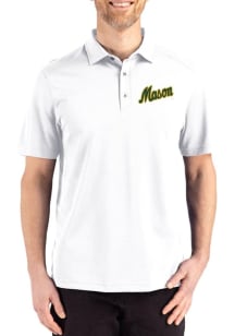 Cutter and Buck George Mason University Mens White Vault Advantage Refresh Short Sleeve Polo