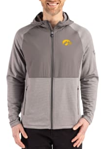 Cutter and Buck Iowa Hawkeyes Mens Graphite Peshastin Long Sleeve Full Zip Jacket