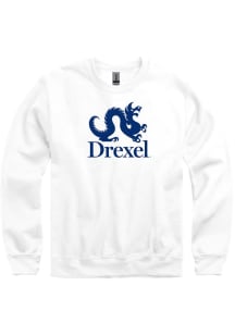Drexel Dragons Mens White Big Logo Long Sleeve Crew Sweatshirt