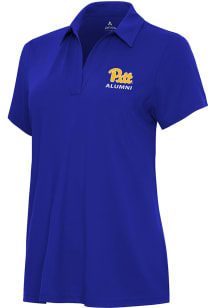 Antigua Pitt Panthers Womens Blue Alumni Era Short Sleeve Polo Shirt