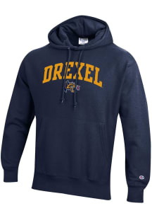 Champion Drexel Dragons Mens Navy Blue Reverse Weave Long Sleeve Hoodie