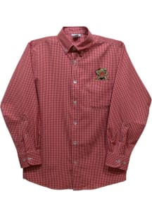 Vive La Fete Maryland Terrapins Youth Red Gingham Long Sleeve Polo