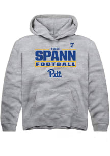 Deuce Spann Rally Pitt Panthers Youth NIL Stacked Box Long Sleeve Player Hoodie Grey