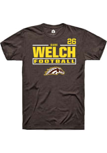 Gabe Welch Western Michigan Broncos Brown Football NIL Stacked Box Short Sleeve Player T Shirt