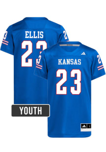 Mason Ellis Kansas Jayhawks Youth Royal Blue Adidas NIL Name And Number Football Jersey