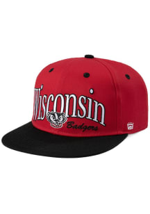 Homefield Wisconsin Badgers Red Wordmark Arch Mens Snapback Hat