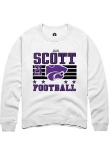 jojo scott K-State Wildcats Mens White Football NIL Striped Player Crew