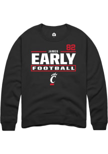 James Early Cincinnati Bearcats Mens Black Football NIL Stacked Box Player Crew