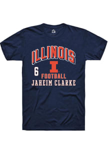Jaheim Clarke Illinois Fighting Illini Navy Blue Football NIL Arch Logo Short Sleeve Player T Shir..