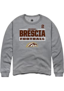 Michael Brescia Western Michigan Broncos Mens Grey Football NIL Stacked Box Player Crew