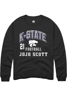 jojo scott K-State Wildcats Mens Black Football NIL Arch Logo Player Crew