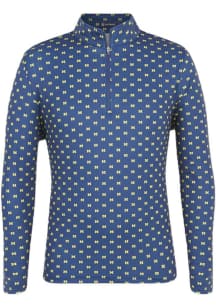 Turtleson Michigan Wolverines Mens Navy Blue Alumni Team Print Long Sleeve Qtr Zip Pullover
