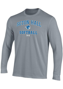 Under Armour Seton Hall Pirates Grey Softball Performance Long Sleeve T Shirt