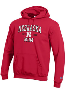 Champion Nebraska Cornhuskers Mens Red EST Date Mom Powerblend Long Sleeve Hoodie