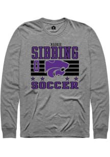Maddie Sibbing K-State Wildcats Grey NIL Striped Long Sleeve Player T Shirt