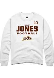 Brady Jones Western Michigan Broncos Mens White Football NIL Stacked Box Player Crew