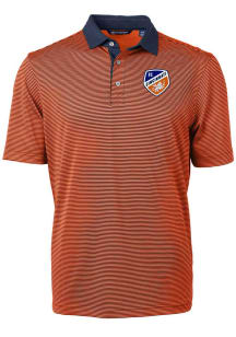 Cutter and Buck FC Cincinnati Mens Orange Virtue Eco Pique Micro Stripe Short Sleeve Polo