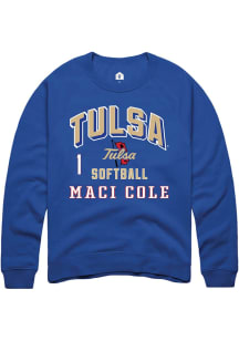 Maci Cole Tulsa Golden Hurricane Mens Blue NIL Arch Logo Player Crew