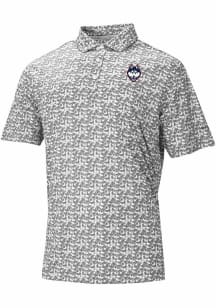 Columbia UConn Huskies Mens Grey Heat Seal Catchy Swing Short Sleeve Polo