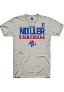Mekhi Miller Tulsa Golden Hurricane Ash Football NIL Stacked Box Short Sleeve Player T Shirt