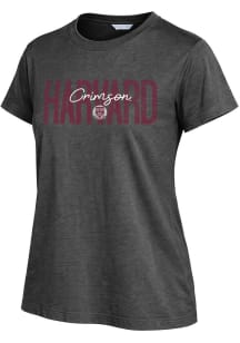 Harvard Crimson Womens Charcoal Darby Short Sleeve T-Shirt