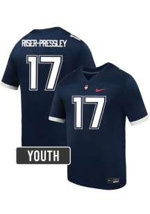 Shamar Riser Pressley UConn Huskies Youth Navy Blue Nike NIL Name And Number Football Jersey