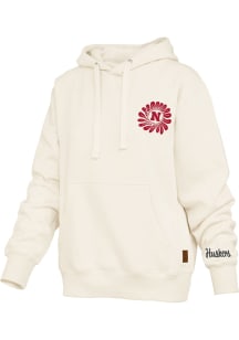 Pressbox Nebraska Cornhuskers Womens Ivory Elena Hooded Sweatshirt