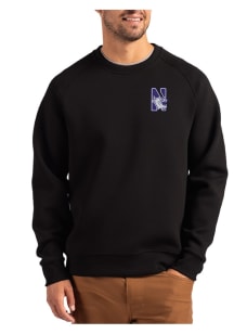 Cutter and Buck Northwestern Wildcats Mens Black Roam Long Sleeve Crew Sweatshirt
