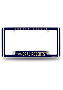 Oral Roberts Golden Eagles Classic All Over Chrome License Plate Frame - Silver
