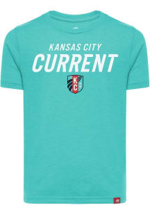 KC Current Youth Teal Wordmark Logo Short Sleeve T-Shirt