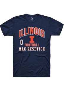 Mac Resetich Illinois Fighting Illini Navy Blue Football NIL Arch Logo Short Sleeve Player T Shirt
