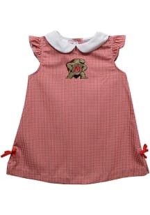 Vive La Fete Maryland Terrapins Baby Girls Red Gingham Short Sleeve Dress