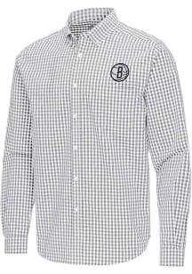 Antigua Brooklyn Nets Mens Ash Ellis Long Sleeve Dress Shirt