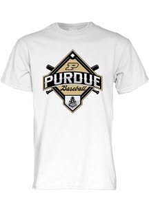 Blue 84 Purdue Boilermakers White Big Ten Baseball Short Sleeve T Shirt