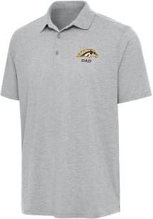 Antigua Western Michigan Broncos Mens Grey Heather Dad Par 3 Short Sleeve Polo
