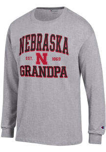 Champion Nebraska Cornhuskers Grey Est. Date Grandpa Jersey Long Sleeve T Shirt
