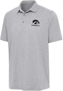 Antigua Iowa Hawkeyes Mens Grey Heather Pharmacy Par 3 Short Sleeve Polo