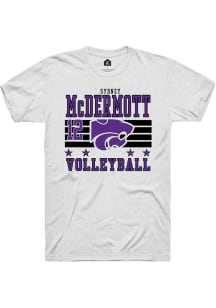 Sydney McDermott K-State Wildcats White NIL Striped Short Sleeve Player T Shirt