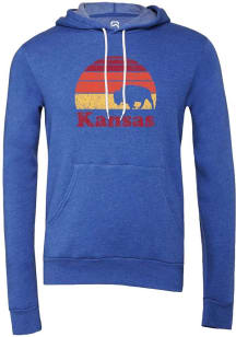 Summit Sportswear Kansas Mens Blue Buffalo Sunset Long Sleeve Hoodie