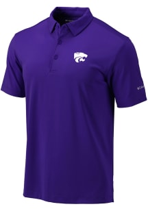 Columbia K-State Wildcats Mens Purple Heat Seal Omni Wick Drive Short Sleeve Polo