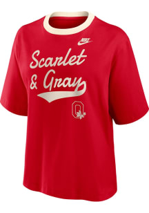 Nike Ohio State Buckeyes Womens Red Legacy Boxy Short Sleeve T-Shirt