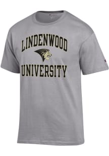 Champion Lindenwood Lions Grey Arch Mascot Jersey Short Sleeve T Shirt